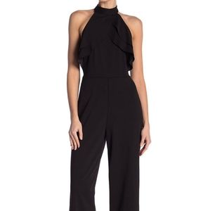Bebe Ruffle Halter Jumpsuit